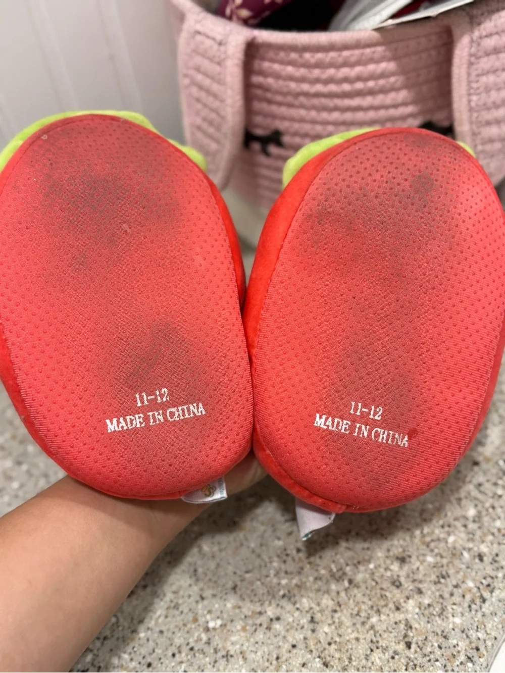 Squishmallows Kids Strawberry Plush Slippers - Red, Pink & Green